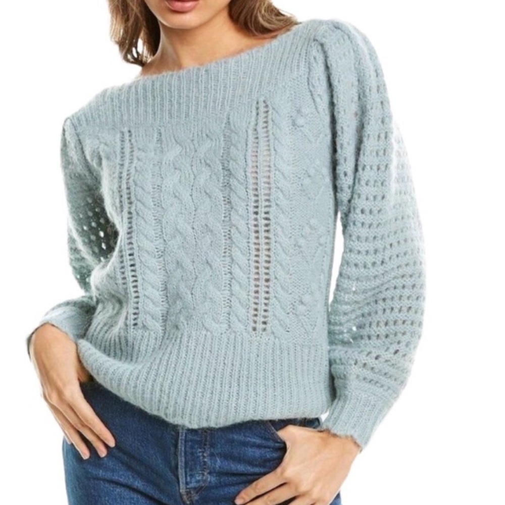 LoveShackFancy Vyoma Alpaca Blend Sweater in Color Sparking Brook. Size S